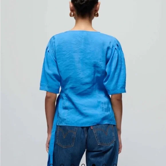 NWT Nation LTD “Luisa” Blue Wrap Top/Blouse. Palace Blue. Size Small. - Picture 3 of 10